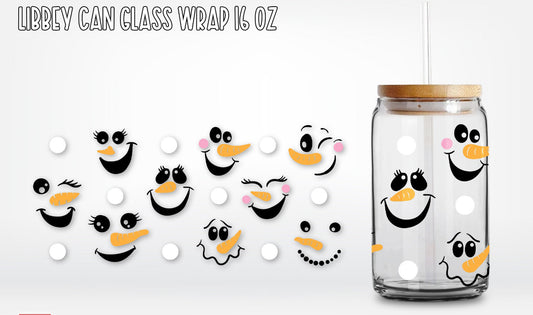 Snowmen Themed Glass Can