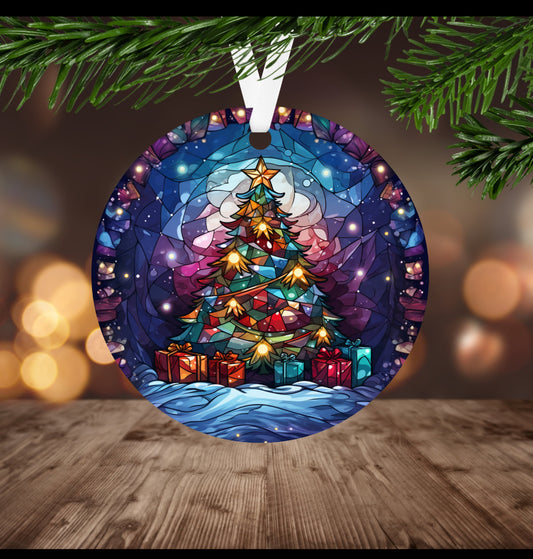 Stained Glass Christmas Tree Ornament-Sublimation (single)